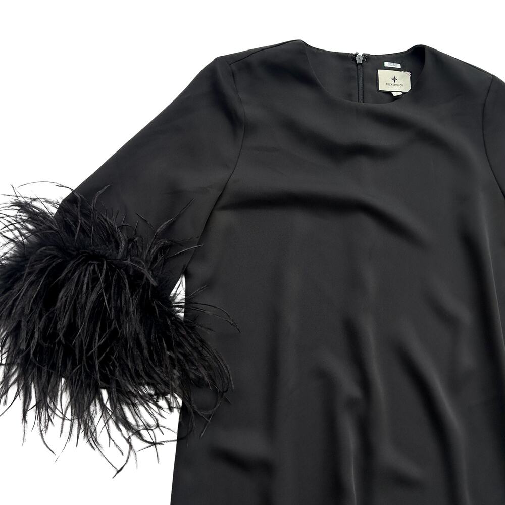 Tuckernuck Black Feather Jamie Dress Ostrich Feather Cuffs Size S - Picture 8 of 16